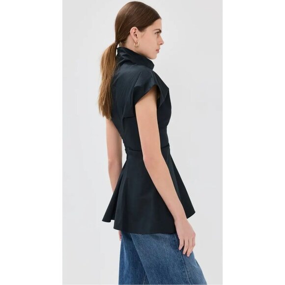 Rosetta Getty Funnel Neck Torqued Knit Top Fit & Flare Black Size L New $625.00 - Picture 3 of 15